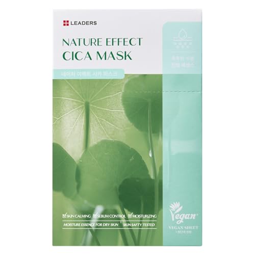 LEADERS Nature Effect Oat Mask - Hydrating & Soothing Face Mask for Dry, Irritated Skin | Nourishes, Soothes, Dryness with Oat Extract | Serum Content, Vegan Certified - 10 Sheets