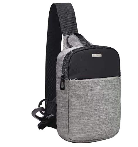 Image of WILDHORN Mini Sling Bag for Men & Women | Anti-Theft Crossbody Sling Bag | Small Chest Bag & Fanny Pack for Travel, Running, Hiking & Sports (Black & Grey Melange)
