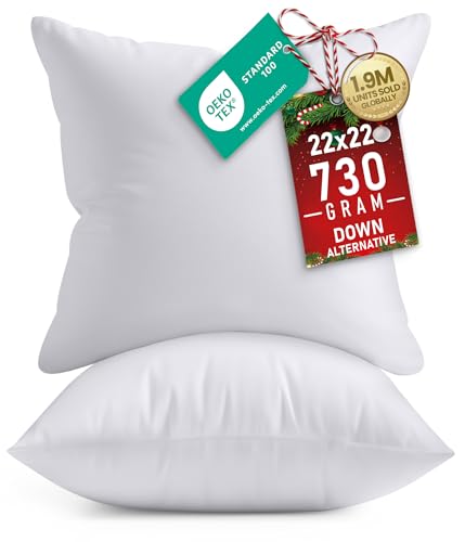 Utopia Bedding Throw Pillows Insert (Pack of 2, White) - 22 x 22 Inches Bed and Couch Pillows - Indoor Decorative Pillow