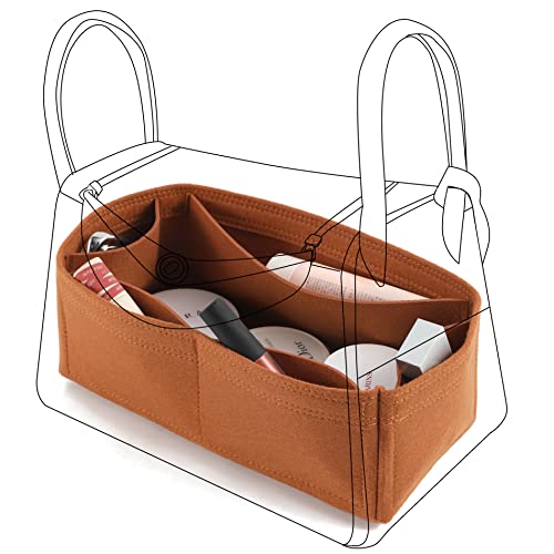 OAikor Organizador de bolsa para Hermes Lindy, divisória leve de armazenamento para bolsa de mão de luxo com 5 bolsos, modelador de bolsa de feltro premium de grande capacidade (Lindy 30/marrom