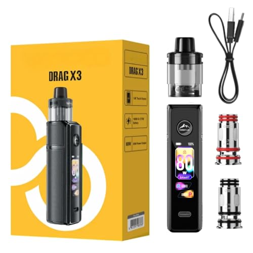 For VOOPOO Kit Drag X3 Pod 80 W (Negro aerosol) 5 ml Cartucho vacío PnP X DTL Resistencia PnP X 0,15 Ω/0,3 Ω | Pantalla táctil de 1,66