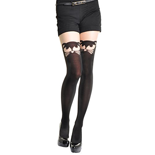 Angelina Womens Animal Pattern Faux Thigh High Pantyhose2