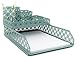 Blu Monaco Office Supplies Teal Blue Desk Organizers and Accessories-5 Piece Interlocking Cute Desk Organizer Set-Letter Tray-Pen Cup-3 Assorted Accessory Trays-Room Decor for Women and Teen Girls