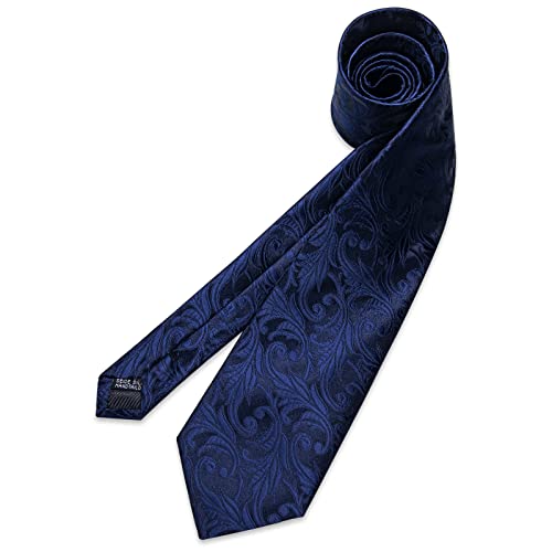Image of DiBanGu Mens Paisley Tie Set Silk Woven Jacquard Necktie and Pocket Square Cufflinks Gift Set for Wedding Bussiness