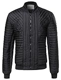 Youstar Geometrical Quilted Patterned Bomber Jacket Black Size 2XL