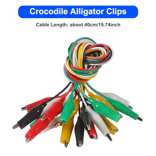 Image of UMLIFE 40PCS Alligator Clips Electrical 5-Color 20.5inch Test Leads with Alligator Clips, Stamping Jumper Wires for Electric Circuit Connection, DIY School Experiments