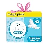 Lil-Lets Teens Day Pads with Wings - 42 Count Period Pads - Thin, Super Absorbent Sanitary Napkins, Soft & Breathable, Fragrance-Free - First Periods, Light to Medium Days
