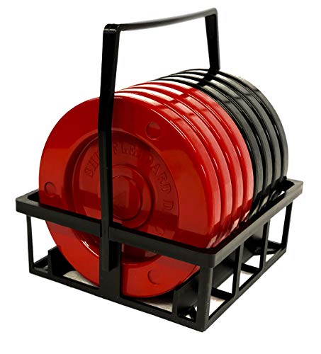 Allen R. Shuffleboard Recreation Discs (Red & Black) with Disc Carrier