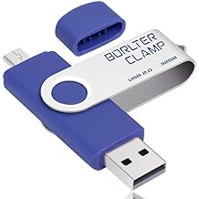 BorlterClamp 32GB USB Flash Drive Dual Port Memory Stick, OTG Swivel Thumb Drive with Micro USB Drive Port for Android Smartphone Tablet & Computer Blue