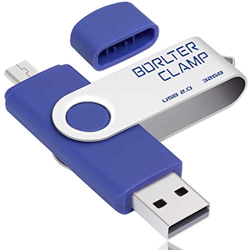 Clé USB 32 Go, 2 en 1 OTG USB Mémoire Stick, Pivotant U Disque avec Port Micro-USB pour Smartphone Android, Tablette et Ordinateur Stockage Externe (Bleu)