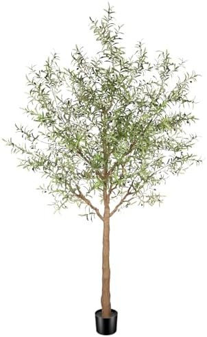 Faux Olive Tree 10ft - Tall Artificial Olive Tree 10 Feet Indoor - Large Fake Plants Olive Trees Artificial Indoor with Natural Wood Trunk for Home House Office Decor