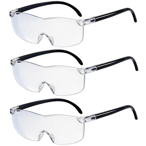 Beojonvy 3 Stück Lupenbrille für Brillenträger, Vergrößerungsbrille 500%,1000%, 1600%, Brillenlupe Anti-Blaulicht, Senioren Magnifying Glasses, Lesehilfe für Naharbeit Lesen Nähen