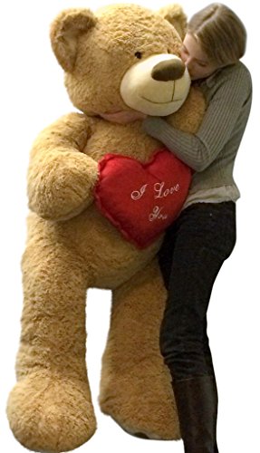 Big Plush I Love You Giant Teddy Bear 5 Foot Soft Tan 60 Inch, Holds Heart Pillow #TOP4