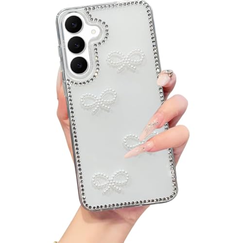 Image of DIZORO for Samsung Galaxy A17 5G case,Cute Bow Tie Aesthetic Phone Case,Trendy Slim Hard IMD Shockproof Protective Bumper Designer Phone Back Cover for Women Girls - White