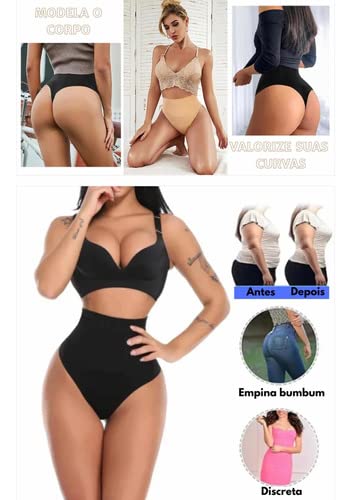 Calcinha Modeladora Moda Casual Feminina Cós Alto Modelaodr Efeito Lipo Push Up (as2, alpha, m, regu