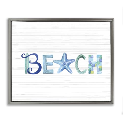 Beach Letters Nautical Sea Life Rope, 16 x 20 Inch Canvas in Floater Frame