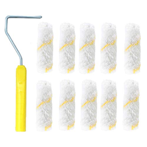 Professional Wall Paint Mini Roller Brush Set, MSDADA 4 Inch House Painting Rollers, 11-Piece Home Painting Tools Kit-10 Roller Covers and 1 Roller Frame, Roller Paint Brushes for Home Office Room