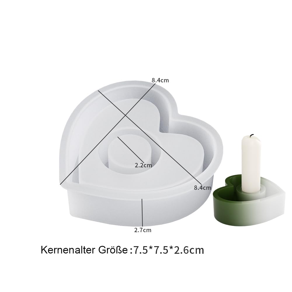 QHFlashbuy 2 Pezzi Stampi per Candele in Silicone Forma di Cuore,Stampo per Candele ad Albero 3D Per Sapone Fatto a Mano,Ornamenti Artigianali