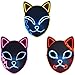Ksmate Demon Slayer Masque de Demon Slayer LED Masque Demon Slayer Masque Renard Accessoires Photographie Jouets Masque pour Halloween Party Rouleau de Mascarade Headwear (3pcs)