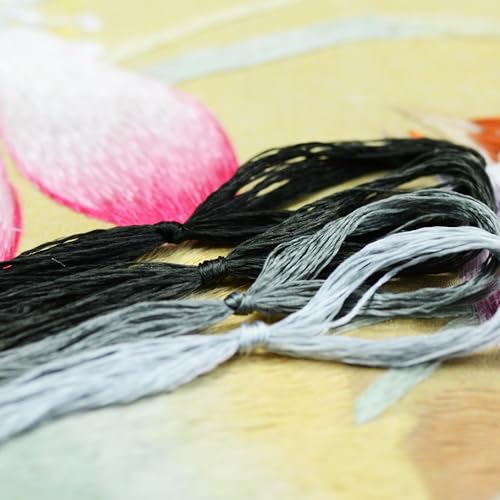 Image of 4 Skeins Mulberry Silk Floss Embroidery Thread Floss-Cross Stitch Threads China Silk Woven Jewelry Threads DIY Sewing Kits (02)