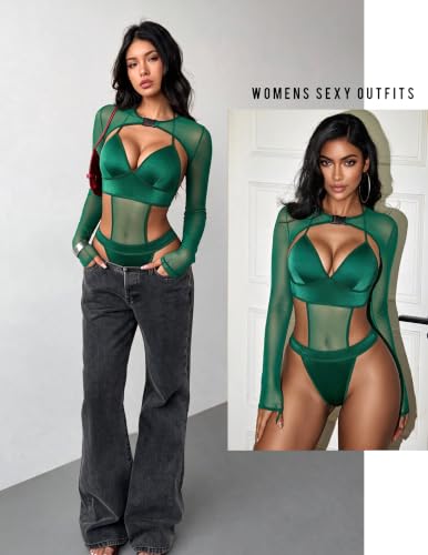 Image of Avidlove Rave Outfits for Women Festival Sexy Lingerie Bodysuit 2 Piece