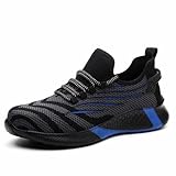 NACKINg Arbeitsschuhe Herren Sicherheitsschuhe Damen Leicht Atmungsaktiv Sportlich Schutzschuhe mit Stahlkappen, Blau, EU 42