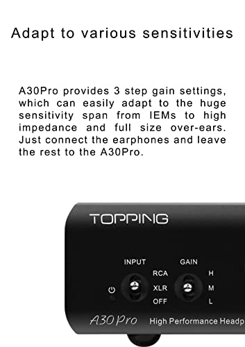 Image of KGUSS Topping A30 Pro NFCA Headphone Amplifier SE Balanced XLR 4.4mm 6.35mm Output 6000mW x 6000mW Balanced Headphone Amp for D30 Pro (Black)