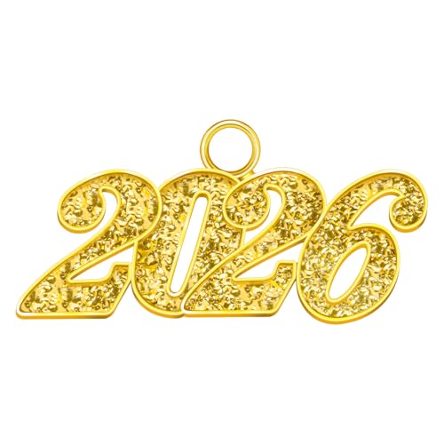 2026 Tassel Charm 2026 Charm Graduation Tassel 2026 Gold Plated Charm 2026 Year Signet Number Pendant for DIY Craft Jewelry Making Bag Keychains Graduation Charms Ornament Graduations Cap Decorations