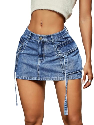 スカート Flared Cargo Mini Skirt Gothic Flutter Cargo Mini Skirt | Only $49.50 | Med/Dark Wash