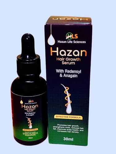 Image of Hazan Hair Growth Serum With 4-in-1 Advanced Formulation-Redensyl + Anagain + Niacinamide + Caffeine | Boosts Hair Growth & Density | Prevents Hair Fall by 90%,tested on Real individuals | Prevents Rough,Frizzy Hairs,Restores Smoothness | Non-Greasy | For Men & Women | 30ml
