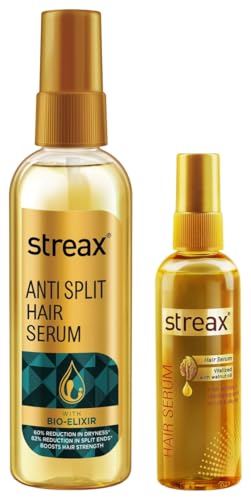 Streax Hair Serum Vitalized with Walnut Oil, For Hair Smoothening & Shine Anti Split Hair serum, 100 ml I with Bio – Elixir