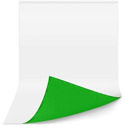 Hemmotop 5 x 6.5 ft Green White 2-in-1 Backdrop Background for Photography,100% Pure Muslin Backdrop Background Screen for Photo Video Studio