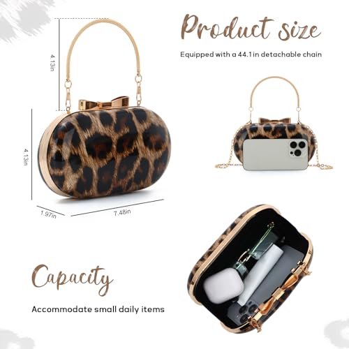 Bolso pequeño de noche con estampado de leopardo para mujer miniatura 3