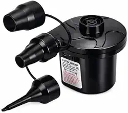 Bomba Elétrica Portátil para Infláveis 110V-220V e 12V DC, Infla e Desinfla Rápido Colchões, Piscinas, Bóias, Sofás Infláveis, Bicos Intercambiáveis, Compacta, Leve, Potente, Silenciosa