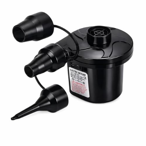 Bomba Elétrica Portátil para Infláveis 110V-220V e 12V DC, Infla e Desinfla Rápido Colchões, Piscinas, Bóias, Sofás Infláveis, Bicos Intercambiáveis, Compacta, Leve, Potente, Silenciosa