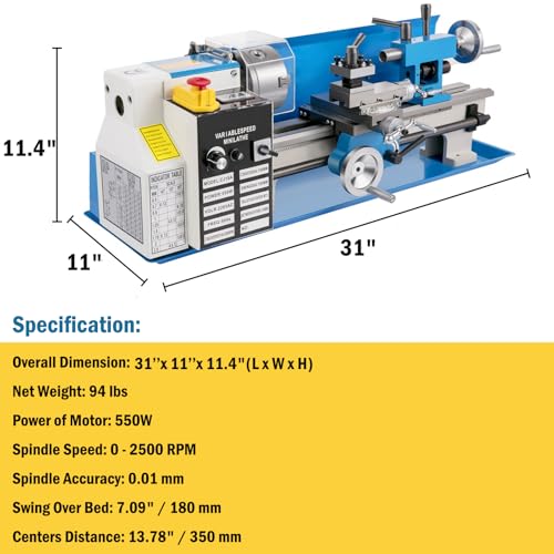 image for SHENGJINSH Mini Metal Lathe, 𝐔𝐩𝐠𝐫𝐚𝐝𝐞𝐝 7