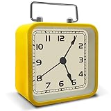 Night Light Alarm Clock, 3.5" Vintage Analog Silent Clock with Snooze Alarms, Non Ticking Battery Op