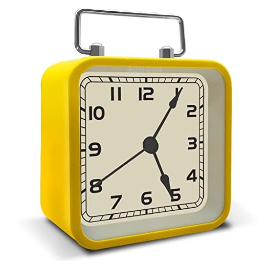 Retro Small Alarm Clock, Silent Quartz Movement with Night Light, Decorative Non Ticking Hanging for Kids Living Room, Office, Desk, Bedroom, Bedside, Hotel, Shelf, Nightstand (Yellow)