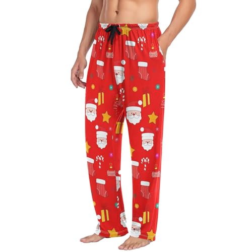 Men's Pajama Pants Christmas Santa Claus with Stuff Sleep Pajama Lounge Pant with Pockets, Elastic Waistband4