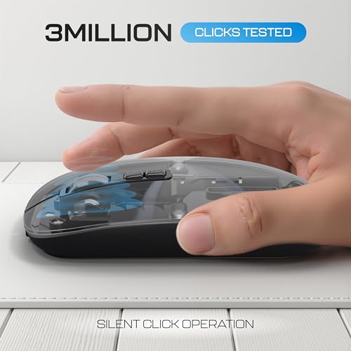 Image of Geonix Crystal Optical Wireless Transparent Mouse, 2.4GHz with USB Nano Receiver, 4 DPI Modes, High Precision Optical Tracking, 10m Working Distance with RGB Light (Black)