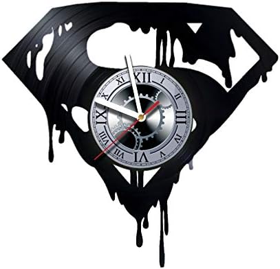 Vinyl Wall Clock Compatible with Superman - Made of Vinyl Record - Unique Design - Gift Idea Christmas Birthday Women Men Boyfriend Girlfriend Teens Friends Superhero