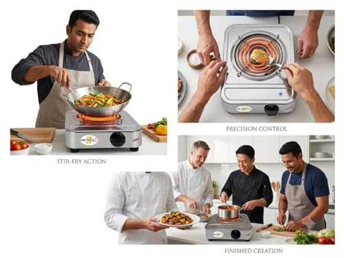 Image of Stainless Steel 2000 Watt Induction Cooktop Electric Stove Without Gas for Kitchen Energy Efficient Induction Chulha for All Utensils Compact Hot Plate for Daily Cooking