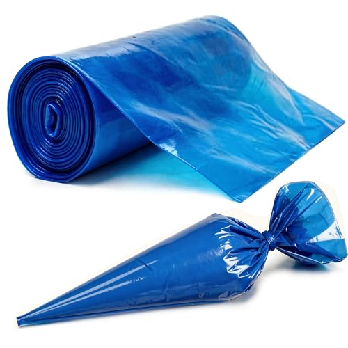 G4GADGET 21 Blue Disposable Piping Bags (100 Bags / 1 Roll) Heavy Duty Icing Piping Bag for Cakes Cupcakes Pastry & Baking Food Safe Tear Resistant Piping Bag Nozzles Compatible