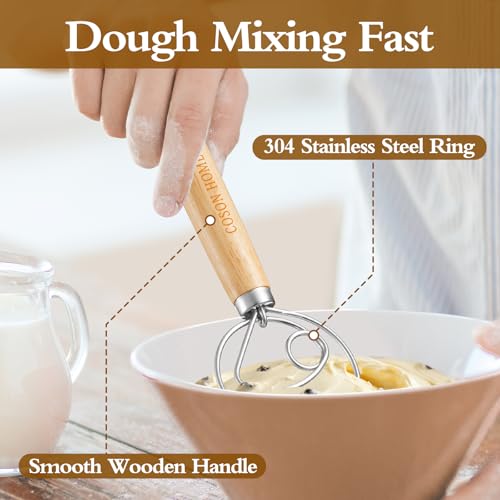 image for Coson Home Danish Dough Whisk, Mixing Tool for Sourdough Bread Baking 