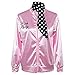 Produktbild Nofonda Halloween Kostüm, Ladies Pink schicke Jacke 50er 60er 70er Jahre Damen Kostüm, Pink Jacke aus Satin mit Polka Dots Schal, Party Rock n Roll