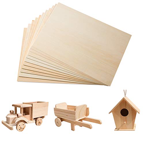 11pcs Tablero Madera Contrachapado 600 * 300 * 3mm Yangbaga Chapas de Abedul Lijado en Ambas Caras para Cortes con Láser, Pirograbado y Calado