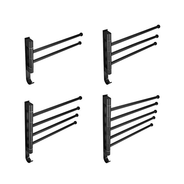 OH Towel Rack Black Wall-Mounted 180° Angle Towel Rack Holder Hook Hanger Rotating Bar Bathroom Kitchen for Bathroom,Towel Strong and Sturdy - Image 3