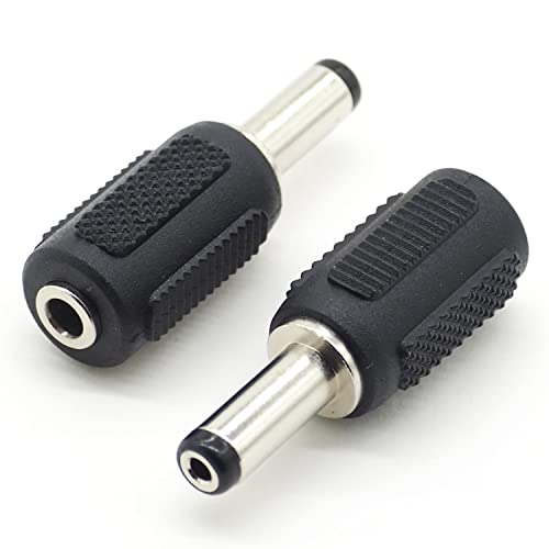 オーディオファン アダプタプラグ変換 2点セット 3.5mmミニジャック モノラル メス - 内径2.1mm オス 変換アダプター 台湾製 ブラック