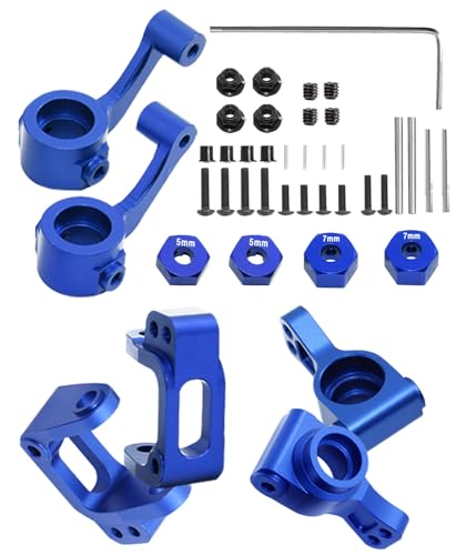 ARRCat Upgrade Part for 1/10 ECX 2WD,Alloy Caster Block&Steering Blocks&Rear Stub Axle Carriers Wheel Hex Hubs for Ecx 1/10 2WD Ruckus Axe Brutus Circuit Crush K&N Torment,RC Hop-Up Parts,Navy Blue