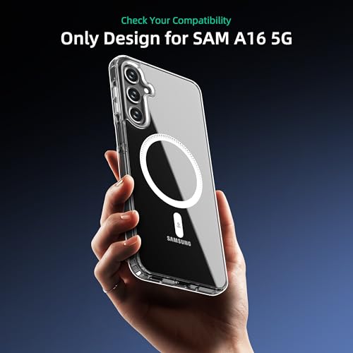 Image of ONES Magnetic for Samsung Galaxy A16 5G Slim Case, Compatible with Magsafe, Military-Grade Drop Guard, Anti-Yellowing, Shockproof Cover for Galaxy A16 5G, Scratch-Resistant, Transparent